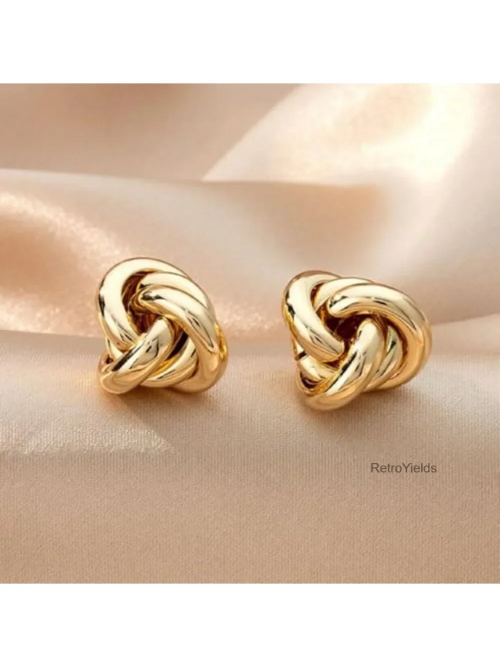Chunky Gold Knot Earrings Geometric Drop Dangle Statement Earrings for Women -